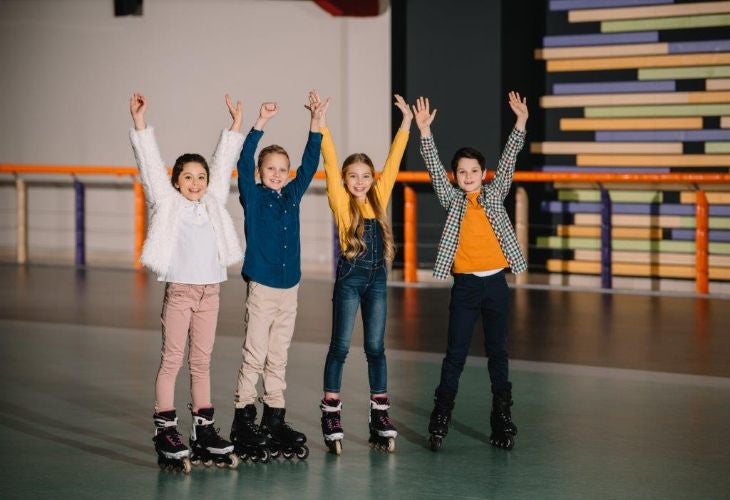 children skating together